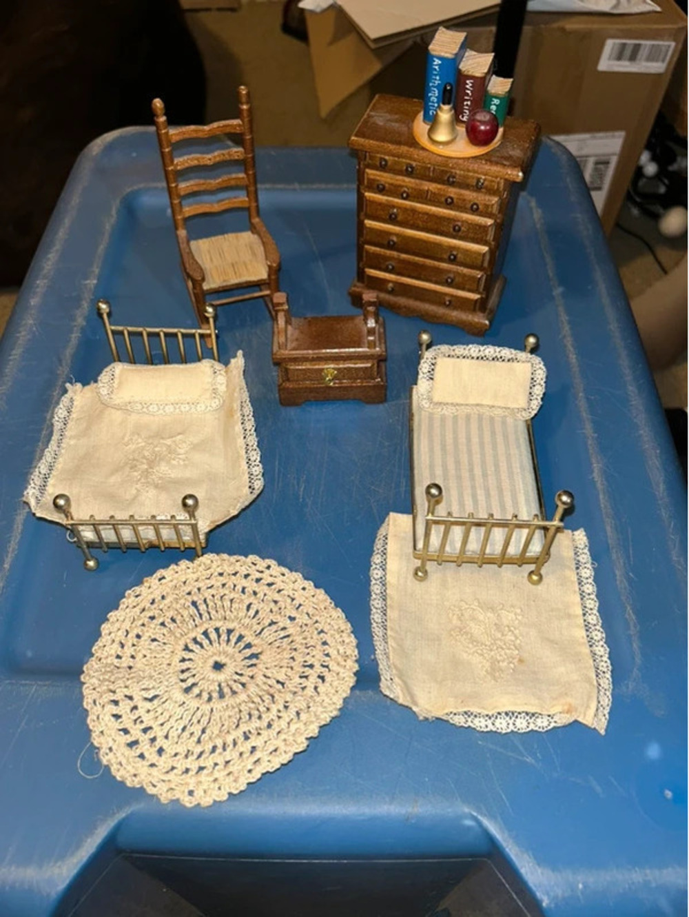 Vintage dollhouse bedroom furniture lot